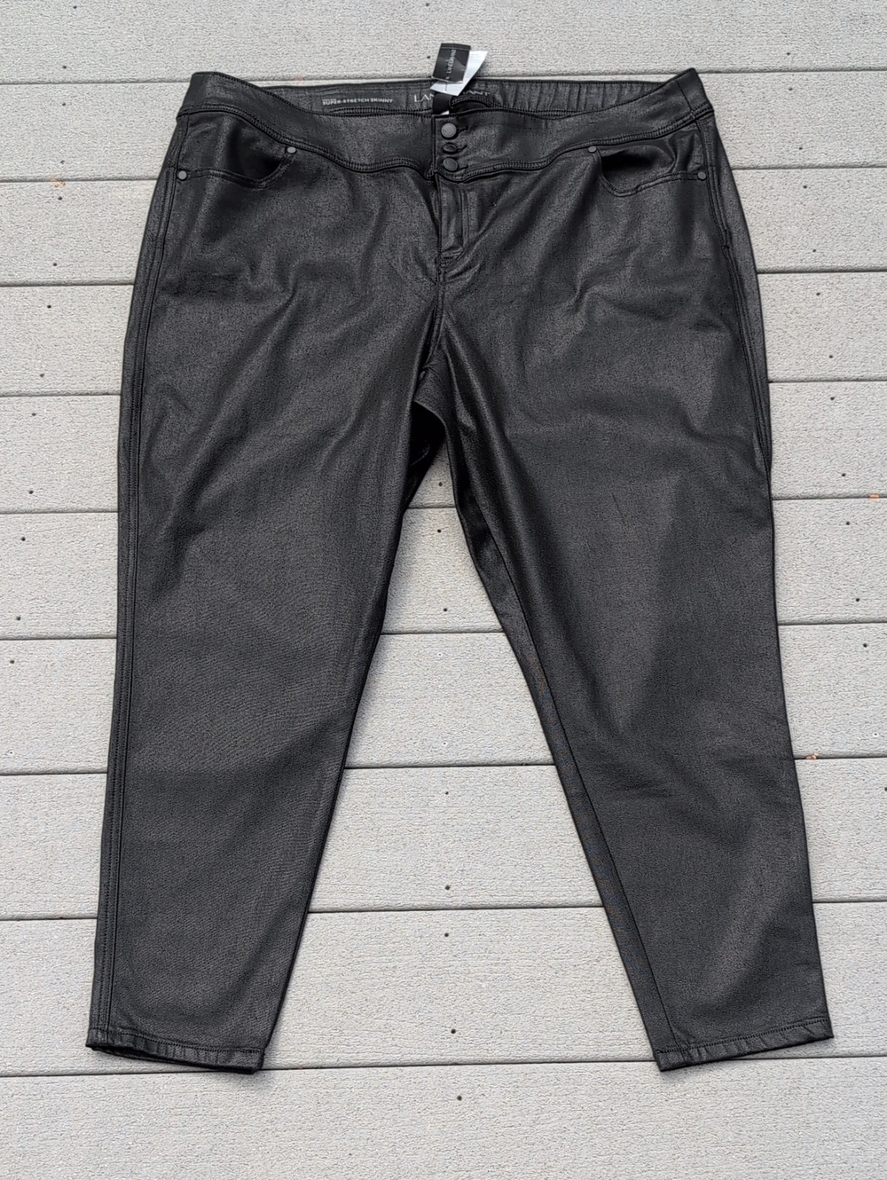 NWT Lane Bryant Coated Black High-Rise Skinny Jeans